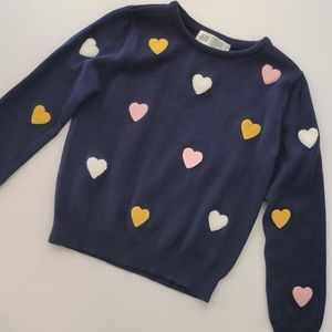 NWT H&M Toddler Girl Heart Sweater Navy 2-4Y